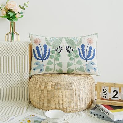 TEMU 1pc Vibrant Floral Embroidered Cushion Cover - Country Style, Machine Washable Polyester, Zipper Closure, Holiday Parties & Home Decor, Image