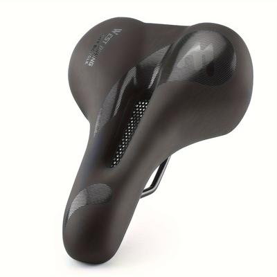 TEMU Waterproof Bike Seat - Thick Pu Cushion For Mtb & Road Cycling, Black Image