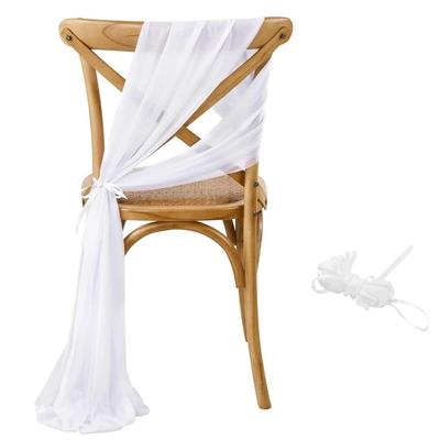 TEMU 12-pack White Chair Sashes, Long Aisle Wedding Chair Decorations, Sheer Polyester Tulle Fabric Drapes, Woven Church Chair Decor Bulk Image