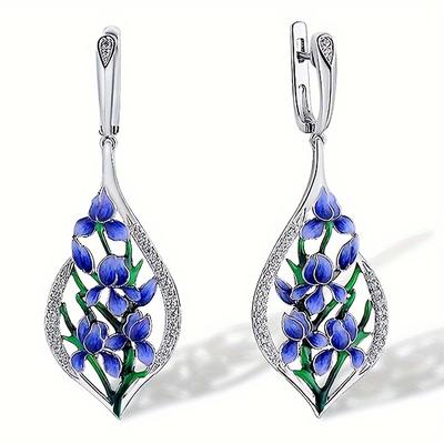 TEMU 1 Of Orchid Type Women's Women's Stud Fashion Temperament Women's Drip Oil Craft Jewelry Suitable For Women To To Parties And Banquets Image