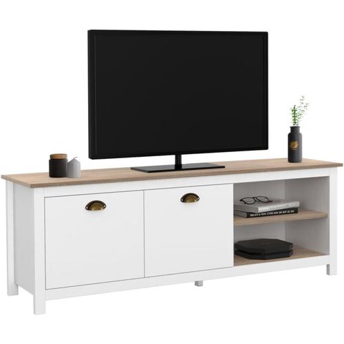 TV-Möbel 140 cm Vintage isis Holz und Weiß