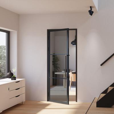 Schulte - Glastür grauglas Komplettset mit Beschlag Loftstil 830 x 2115 mm din Links - Griffstange Image