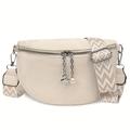 TEMU Sac de Poitrine Élégant Rétro pour Femmes, Sac à Bandoulière Fantaisie Ethnique , Large Sangle Ajustable, Pendentif Zippé, Fermeture Éclair, Doublure en Polyester, Style Bohémien