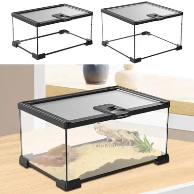Reptile Amphibians Tank Turtle Tank Terrarium Glass Box for Small Pet Keeper Supply Turtles Cage for Sling Geckos Lizards