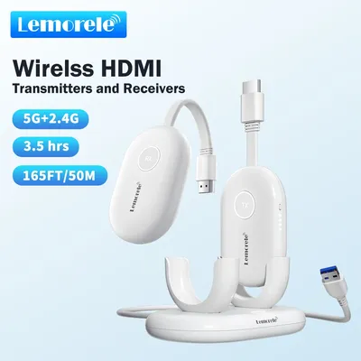 Lemorele G500 Wireless HDMI Transmitter Receiver With Battery 50M Wireless HDMI Extender Kit Meeting-office Screen Sharing