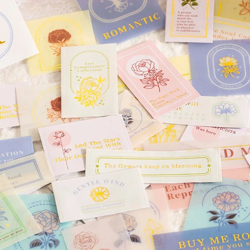 2 Blatt Blumen Rose Gold Bronzing Aufkleber Briefpapier DIY Dekorative blühende Collage Scrapbooking Papier handgefertigt 194*113mm Image