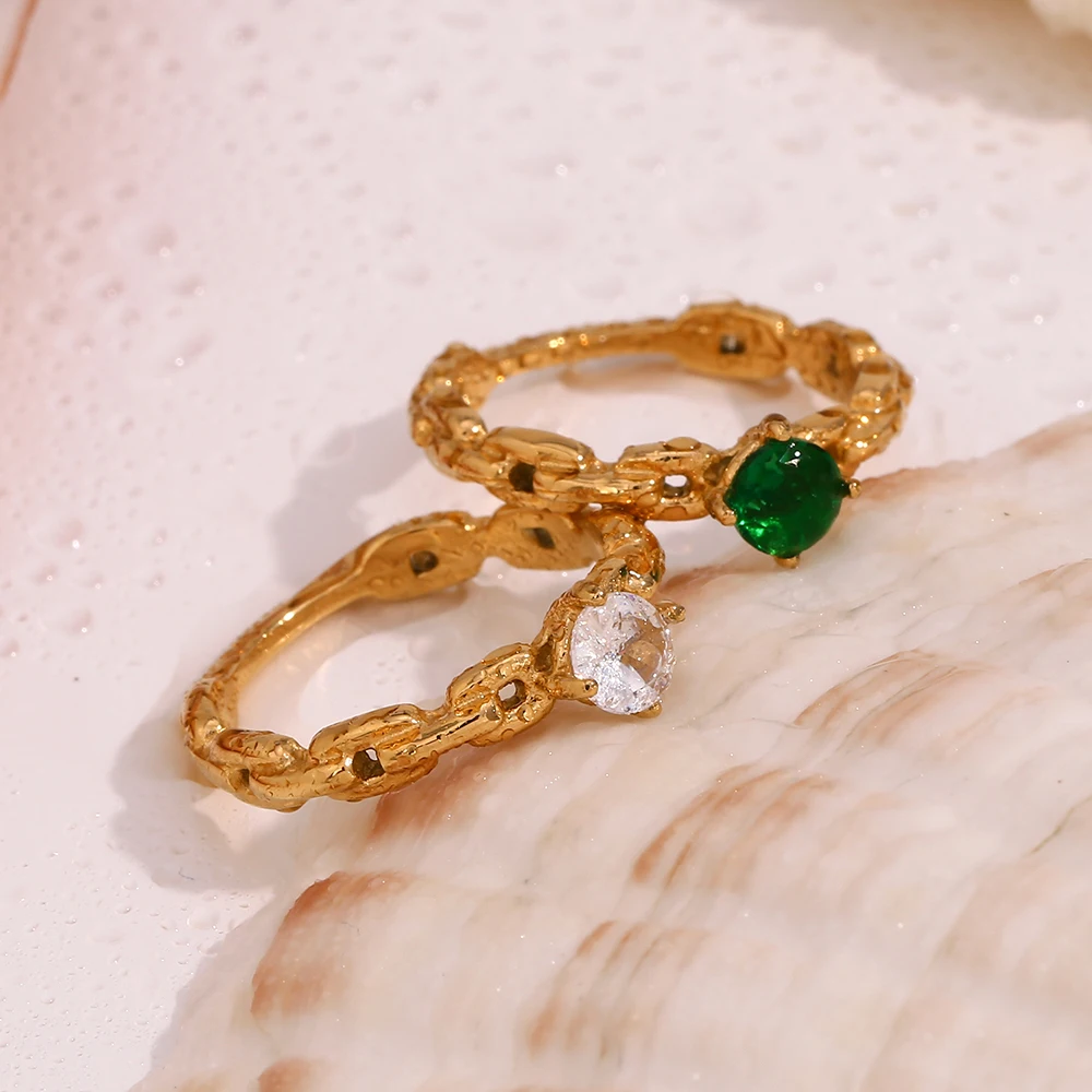 E.B.belle Sparking AAA Zirkonia Titan Schloss Kette Dünne Eheringe Edelstahl Damenschmuck Fingerdekoration Image