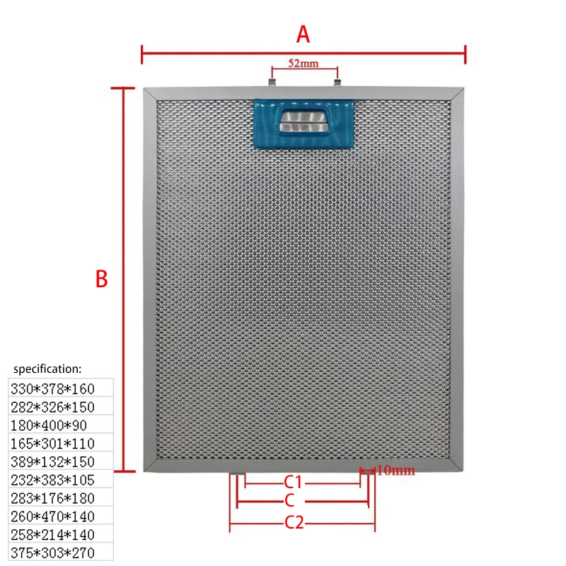 330X378 282X326 180X400 165X301 dunstabzugshaube filter Auspuff haube metall staub filter Dunstabzugshaube Mesh Filter Metall Fett Filter Image