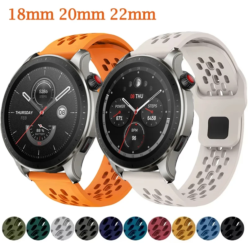 18mm 20mm 22mm Silikonband für Amazfit GTS 4/4mini Bip3 Armband für Amazfit GTR4 GTR3 GTR2 Stratos Pace 3 2 Sportband Correa Image