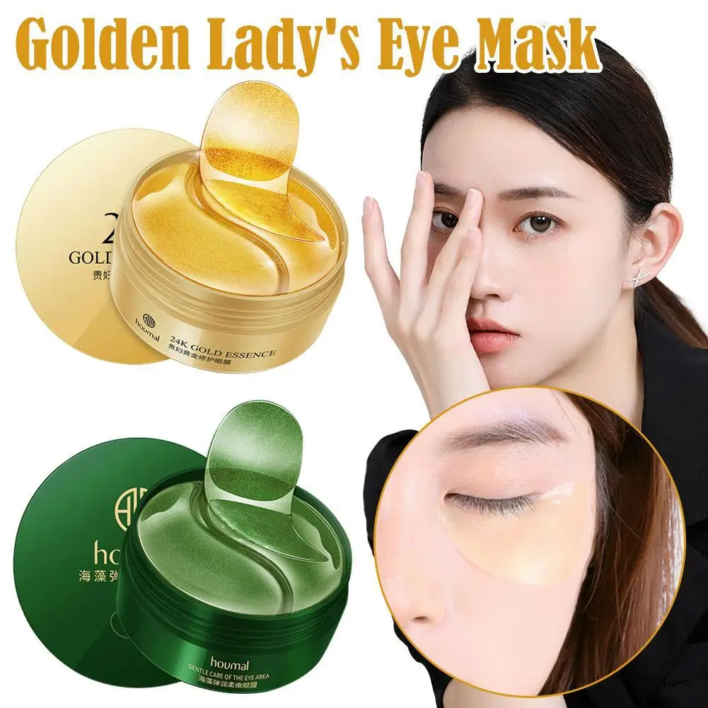 60 teile/schachtel Algen 24K Goldene Kristall Kollagen Augen Maske Anti Augenringe Augen Taschen Feuchtigkeitsspendende Anti-aging Augenklappen hautpflege Image