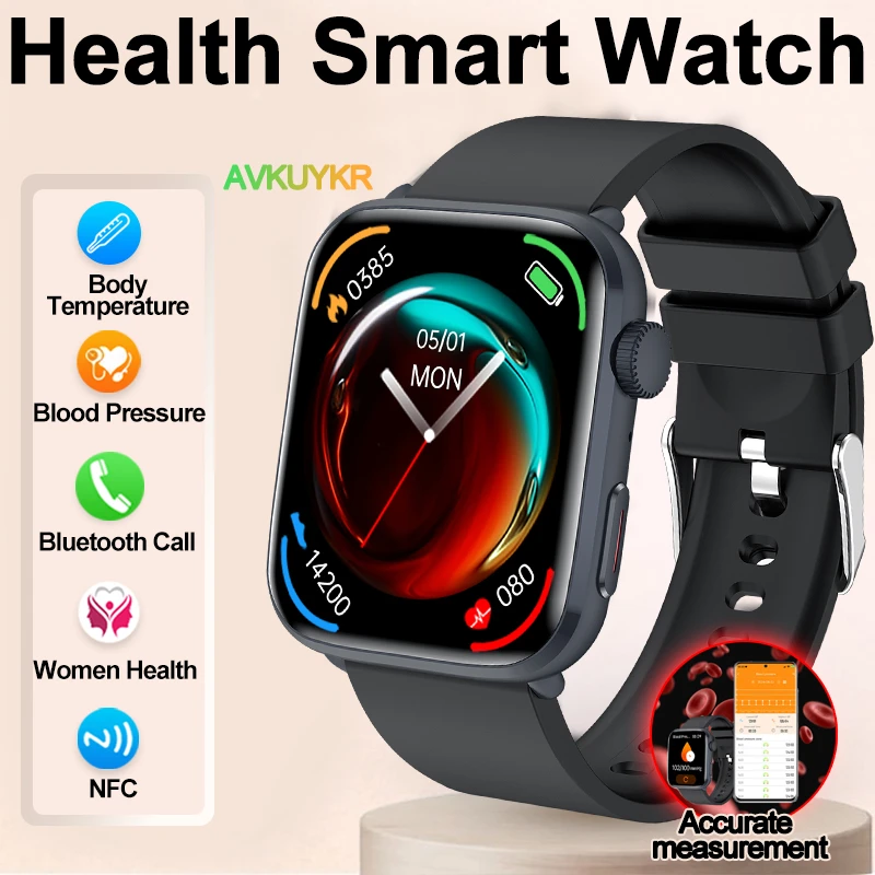 2025 neue Blutdruck AI Diagnose Gesundheit Smart Uhr Männer Herzfrequenz Körper temperatur IP68 Wasserdichte NFC Smart Uhr Für Mann Image