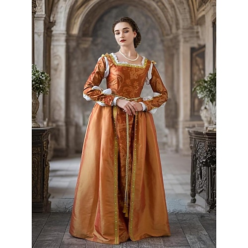 Mittelalterlich Renaissance Kleid Abschlussballkleider Abendkleid Wikinger Keltischer Ritter Kostüm Damen königlich Halloween Karneval Maskerade Leistung LARP Renaissance-Messe Erwachsene Kleid Image