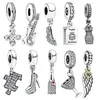 Funkelndes DIY-Puzzleteil, Pavé-Cocktailglas, Stiletto-Schuh-Anhänger, passend für Original-Armbandschmuck aus europäischem Silber 925
