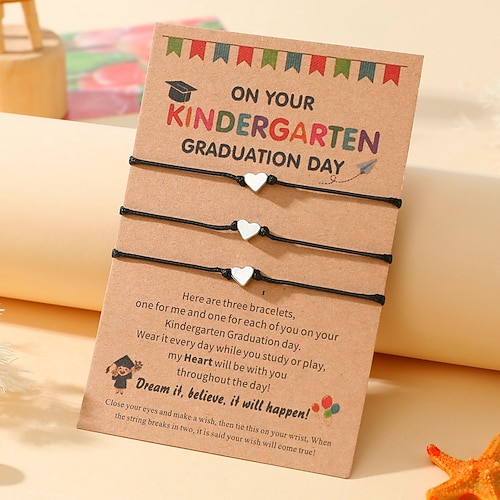 Absolventengeschenke 2025 für Kinder Kindergarten-Absolventengeschenke für Kinder inspirierende Kompass/Herz Abschlussarmbänder mit Geschenk-Nachrichtenkarten für Tochter Sohn Weihnachtsgeschenk Image