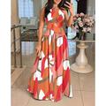 Damen Langes Kleid Maxikleid Schwingkleid Neckholder-Kleid Druckkleid Elegant Ausgehen Sommerkleid Normale Passform Blumen Geometrisch Ärmellos Neckholder Weiß Orange Grün Beige Sommer