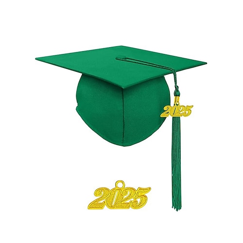 Abschlusskappe der Klasse 2025 mit Quaste und Jahresanhänger – Unisex-Doktorhut mit mattem Finish für Highschool- und College-Zeremonien, mehrere Farben Image