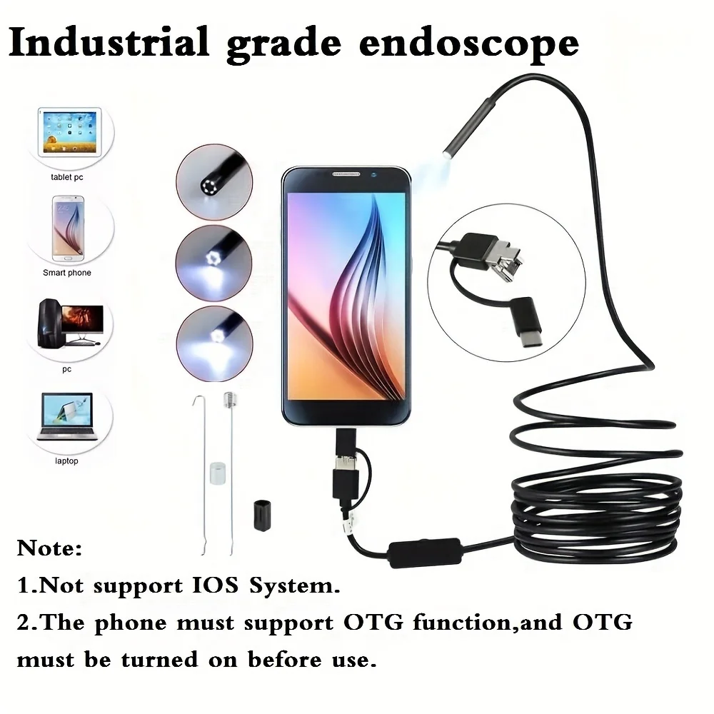 Tipo-c Android USB Endoscopio Fotocamera Cavo da 8,0 mm PC Telefono Android 720P Endoscopio Tubo Tipo C Endoscopio Ispezione Mini telecamera