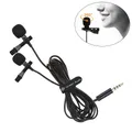 Microfono professionale doppio mini lavalier da 3,5 mm mini microfono con clip per collare microfono da studio a condensatore per smartphone