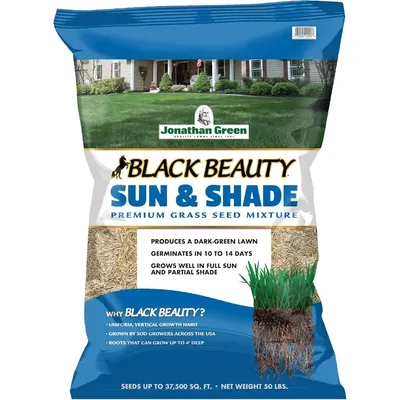 (12007) Black Beauty Sun & Shade Grass Seed - Cool Season Lawn Seed, 50 lb