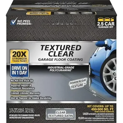 Hot Sellers.317382 RockSolid Garage Floor Coating, 2.5 Car Kit, Textured Clear.NEW