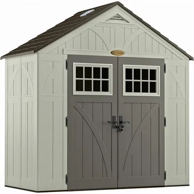 4' x 8' Heavy-Duty Resin Tremont Storage Shed with Reinforced Floor, Skylights for Natural Light,