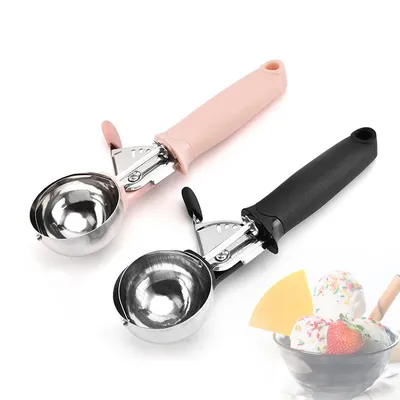 Stainless Steel Ice Cream Scooper Multifunctional Pressable Fruit Spoon Dual-Purpose Ice Cream Ball