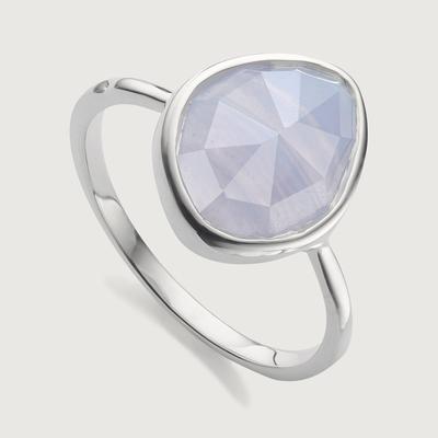Sterling Silver Siren Small Nugget Stacking Ring Blue Lace Agate
