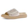 Pantolette GABOR, Damen, Gr. 39, beige (hellbeige), Ziegenveloursleder, unifarben, sportlich, Schuhe, Plateau, Sommerschuh, Schlappen mit großer Zierschnalle, Topseller