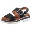 Plateausandaletten ARA "MALAGA", Damen, Gr. 42, blau (dunkelblau), Ziegenveloursleder, casual, Schuhe Riemchensandale Sandale, Plateausandale, Klettschuh in Bequemweite G (= weit)