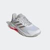 Tennisschuh ADIDAS PERFORMANCE "COURTJAM CONTROL 3", Gr. 40,5, cloud weiß, iron metallic, lucid rot, Textil, Synthetik, sportlich, Schuhe, geeignet für Hartplatz und Sandplatz