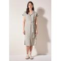 Sommerkleid CECIL, Damen, Gr. M (40), US-Größen, pumice beige, Stoff, 55% Leinen, 45% Viskose, unifarben, casual, gerade knielang, V-Ausschnitt, Kurzarm Bündchen, Kleider, mit seitlichen Einschubtaschen