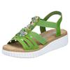 Plateausandale RIEKER, Damen, Gr. 43, grün (apfelgrün), Nubuklederimitat, klassisch, Schuhe, Sommerschuh, Sandale, Urlaubschuh mit Gummizügen für guten Sitz, Topseller