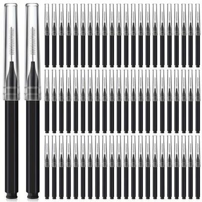 TEMU 100pcs Disposable Eyelash Extension Brushes With Covers - Blue Nylon Mascara Wands For Precise Application, Makeup Tools For Types Image