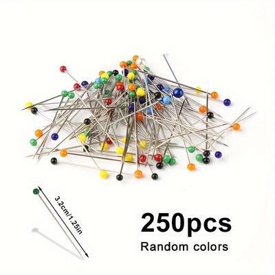TEMU 250/500pcs Pins With Head, 38/32mm Stainless Head Pins, Heat Resistant Fine Needles For Sewing, Quilting And Crafts, Jewelry Making Image