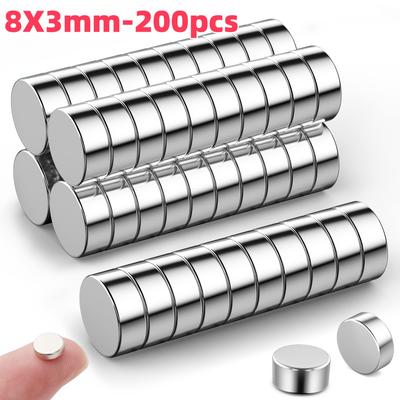 TEMU 100pcs Of Small 8x3mm Magnets, 80pcs Of Mini 10x3mm Magnets, Neodymium Magnets, Whiteboard Magnets, Ideal For Use , Refrigerator, Or Kitchen. Image