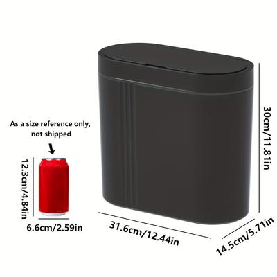 TEMU And White Smart Trash Can, Equipped With Infrared Sensing Open Cover Function, Striped Decoration Design, Large Capacity, Suitable For Room, Bedroom, Kitchen, Bathroom, Office, School Image