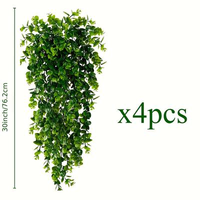 TEMU 2-4pcs Artificial Hanging Plants, Fake Hanging Eucalyptus Plants, Uv Resistant Plastic Plants For Indoor And Outdoor Wall Decoration, Weddings, Courtyards And Porch Decorations Image