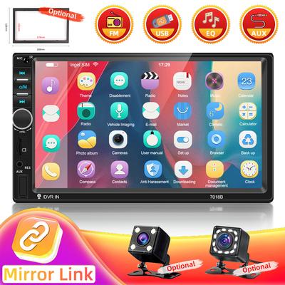 TEMU Camecho 2 Din 7'' Hd Car Stereo Radio With Mirrorlin/ Dvr System/ Eq/ Fm/ Aux/ Built-in Car Rca With Remote Control/ Wireless Multimedia Player Image