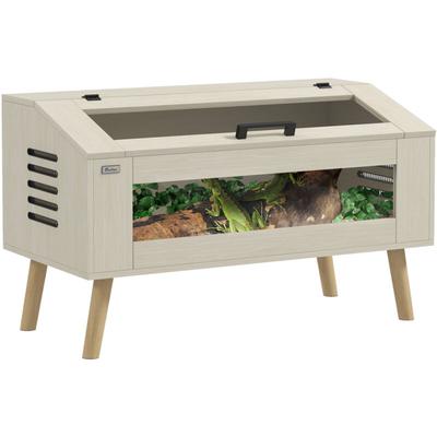 Pawhut - Terrarium für Reptilien, 140L Reptil Fütterungsbox mit gehärteten Glasfenstern, Deckel,
