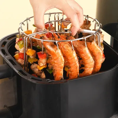 Vertical Skewer Rack Barbecue Utensils Stainless Steel Grill Air Fryer Kitchen Gadgets Tongs 12/24/48 Grilled Skewers BBQ Dining