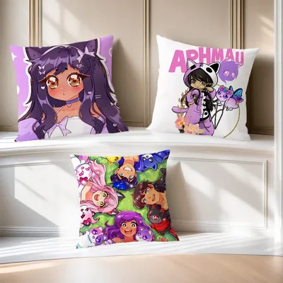 Cartoon Bequemer weicher Kawaii Kissenbezug für Sofa Wohnzimmer Home Office A-Aphmau Dekor Image