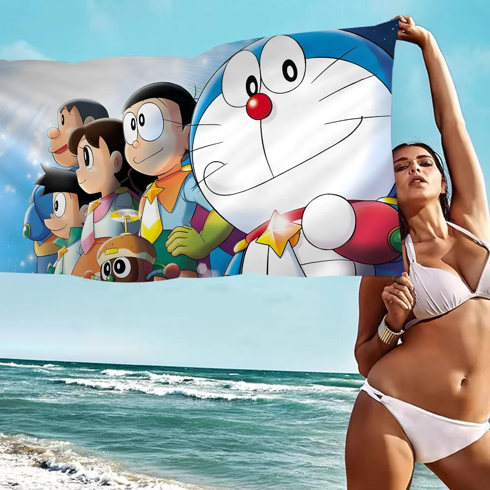 Niedliche D-Doraemons-Cartoon-Mikrofaserdecke, schnell trocknende Strandtücher, übergroßer Druck, super saugfähige Pool-Handtuch-Decke Image