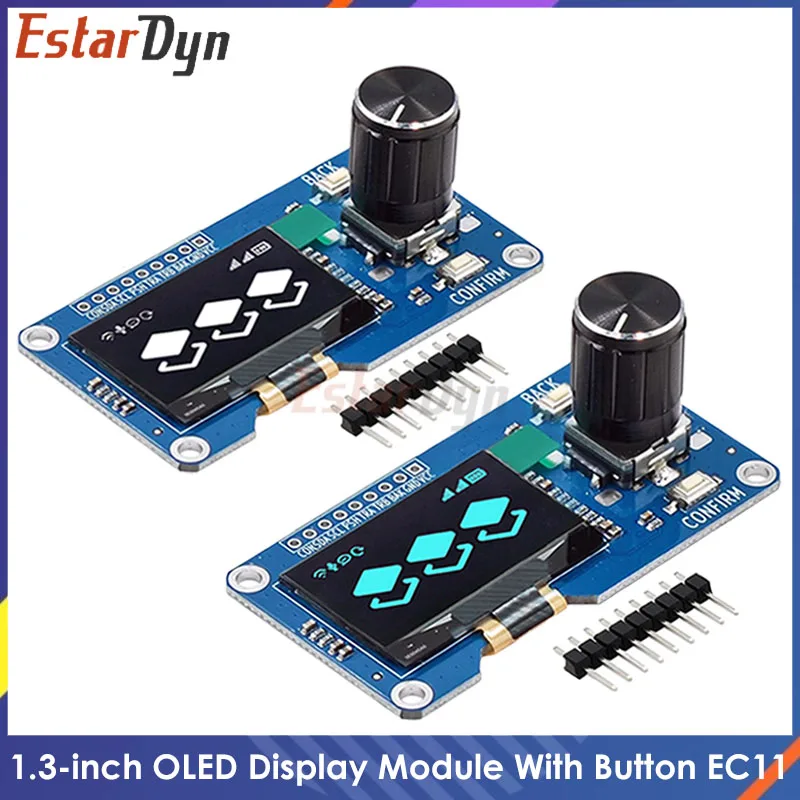 Estardyn 1,3" OLED-Modul SH1116 Laufwerk / EC11 Encoder | Weiß/blaues Display | I2C-Schnittstelle | HD-Bildschirm für Arduino DIY-Projekte Image