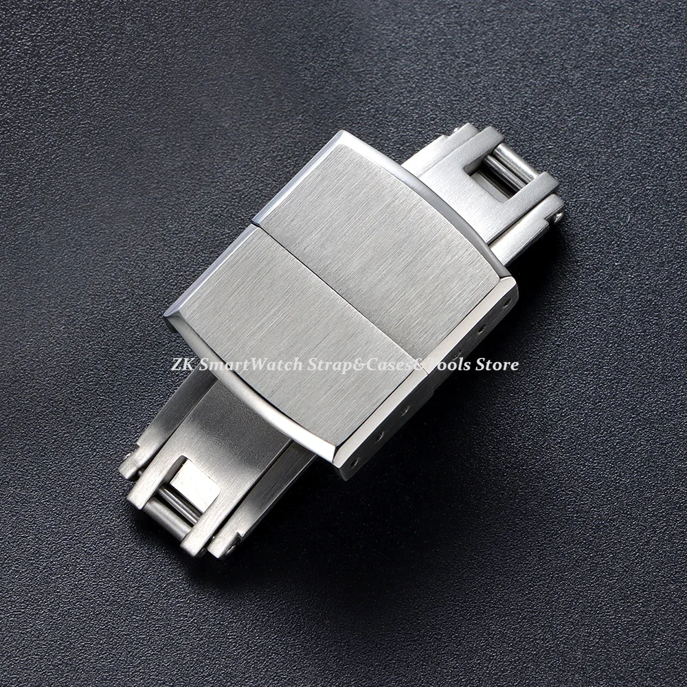 Faltschließe, Doppelklick-Schmetterling, 16 mm, 18 mm, 20 mm, Schnellverschluss, flaches Ende, universeller CTS-Verschluss, modische Stahlbürste, Originalschnalle Image