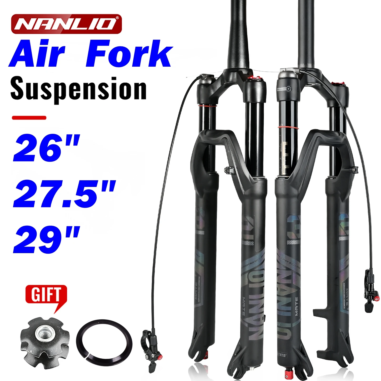 Fahrrad Federgabel 26 27,5 29 Zoll Luft gabeln Nanlio Mate Mountain manuelle Fernbedienung Rück prall Einstellung MTB Fahrrad Öl Gas für Image