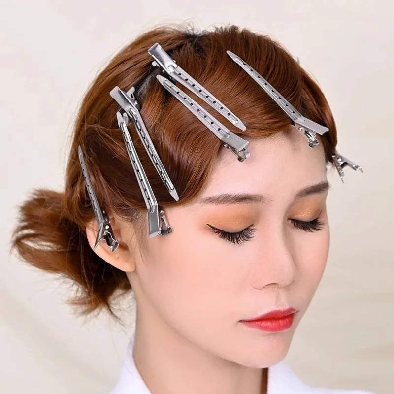 10 stücke Lange Haar Clips Haar Make-Up Pony Haar Befestigung Werkzeuge Haar Clip Edelstahl Entenschnabel Clip Typ für friseur Make-Up Image