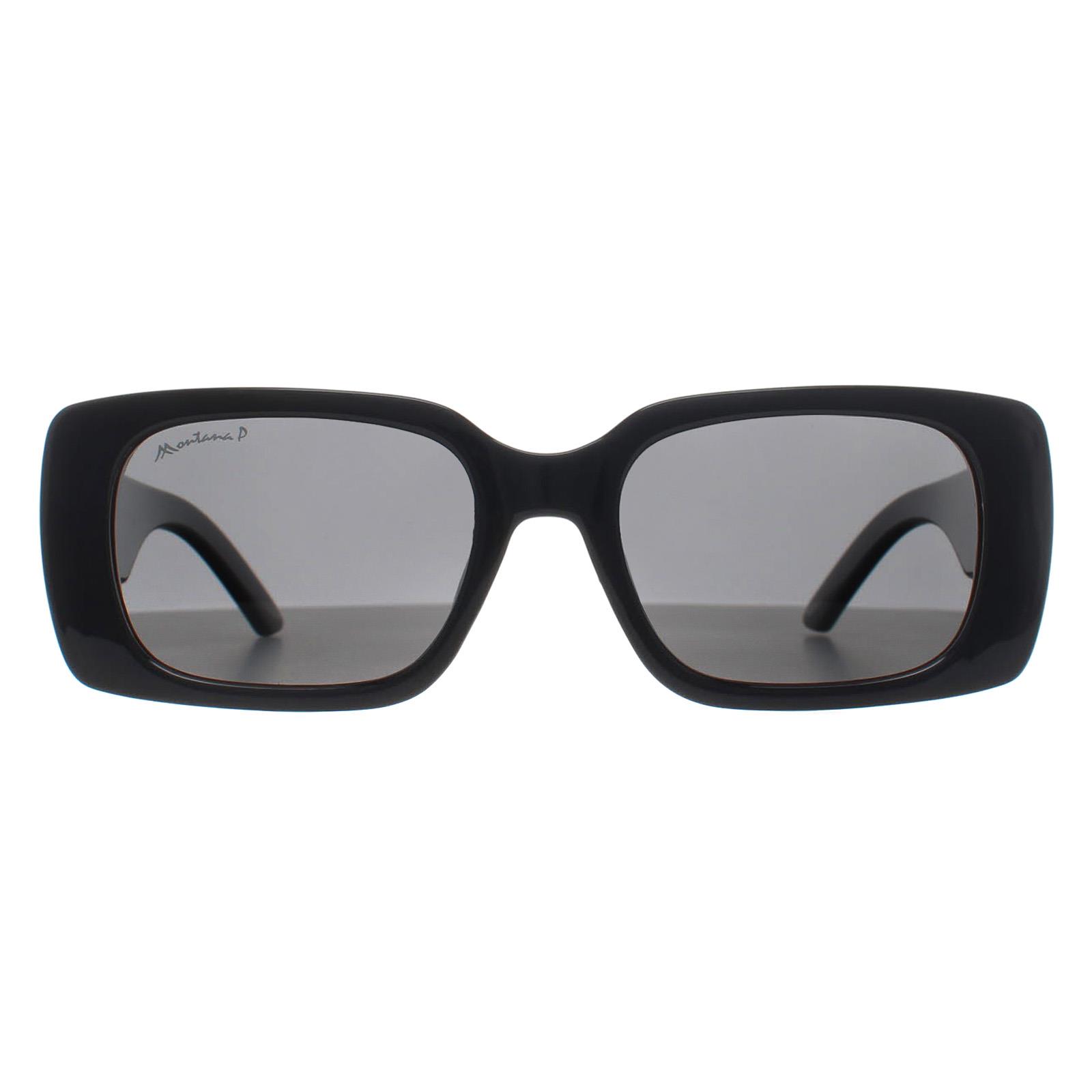 Montana Rectangle Womens Shiny Black Smoke Polarized MP194 Image