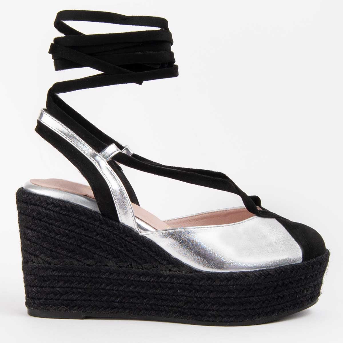 Montevita Espadrille Mit Keilabsatz Balenci6 Silber