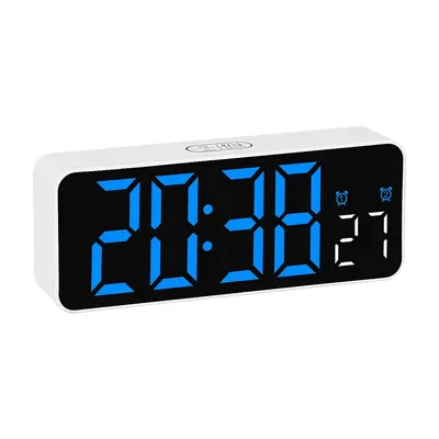 USB Powered Digital Alarm Clock Date Display Timing Function Brightness Adjustment Two Sets of