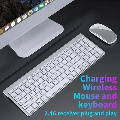 Bluetooth 5.0 & 2.4G Wireless Keyboard and Mouse Combo Mini Multimedia Keyboard Mouse Set for Laptop